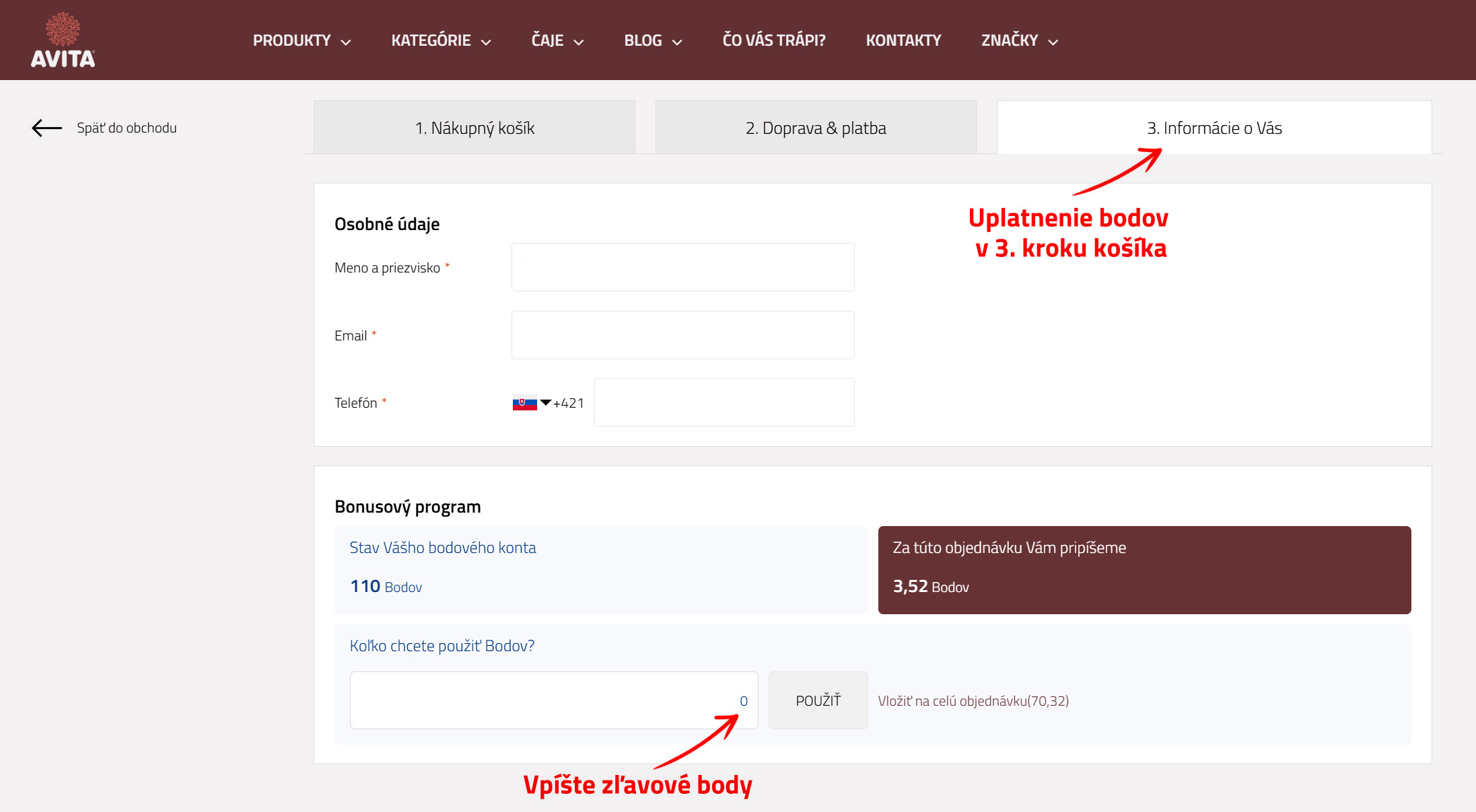 Uplatnenie bodov 2